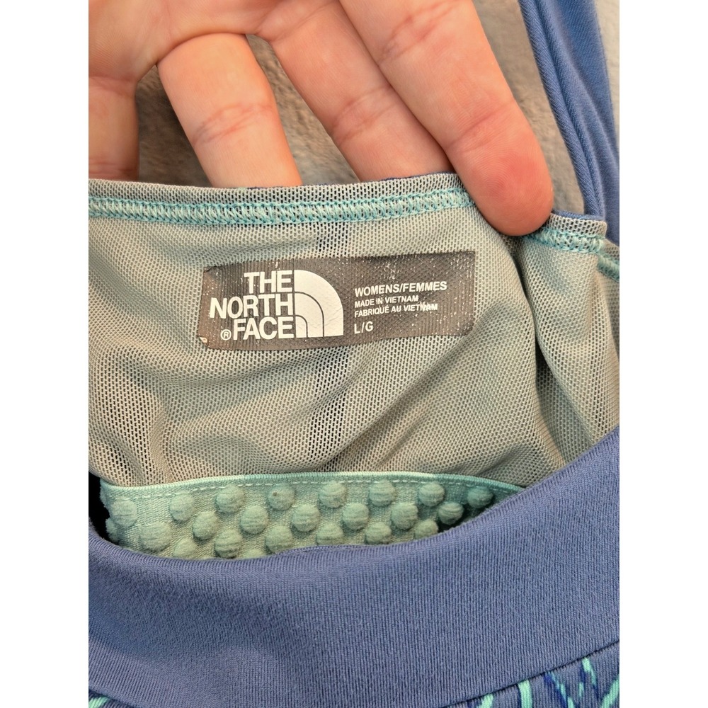 The North Face Tank Top Womens Size L Blue Geometric Built-In Bra Yoga Athletic - Picture 7 of 9
